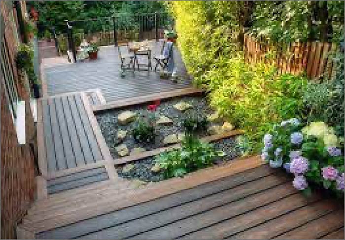 wooden patio deck installation project