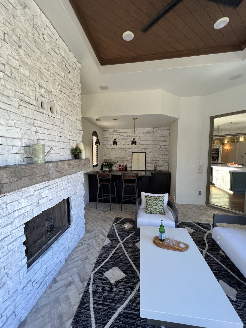 White Corian Conference Table for Fireplace